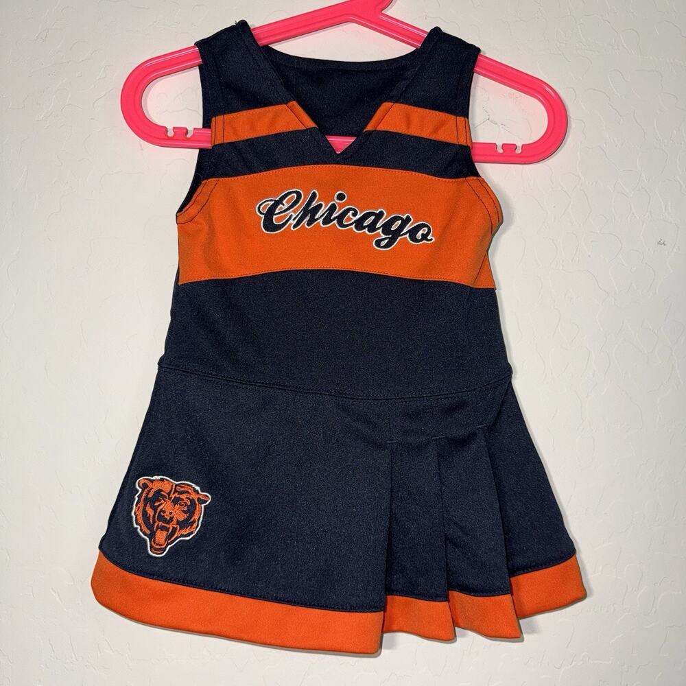 Chicago Bears Football 18 Months Cheer Dress Embroidered Logos Blue Pleated